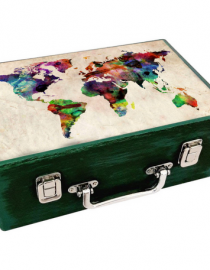 چمدان چوبی نقشه جهان